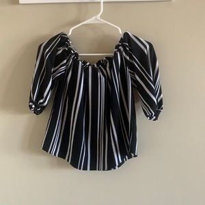 Black and white off the shoulder shirt